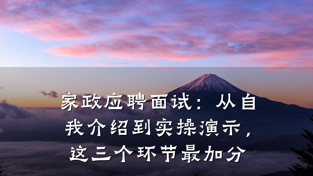 家政应聘面试：从自我介绍到实操演示，这三个环节最加分