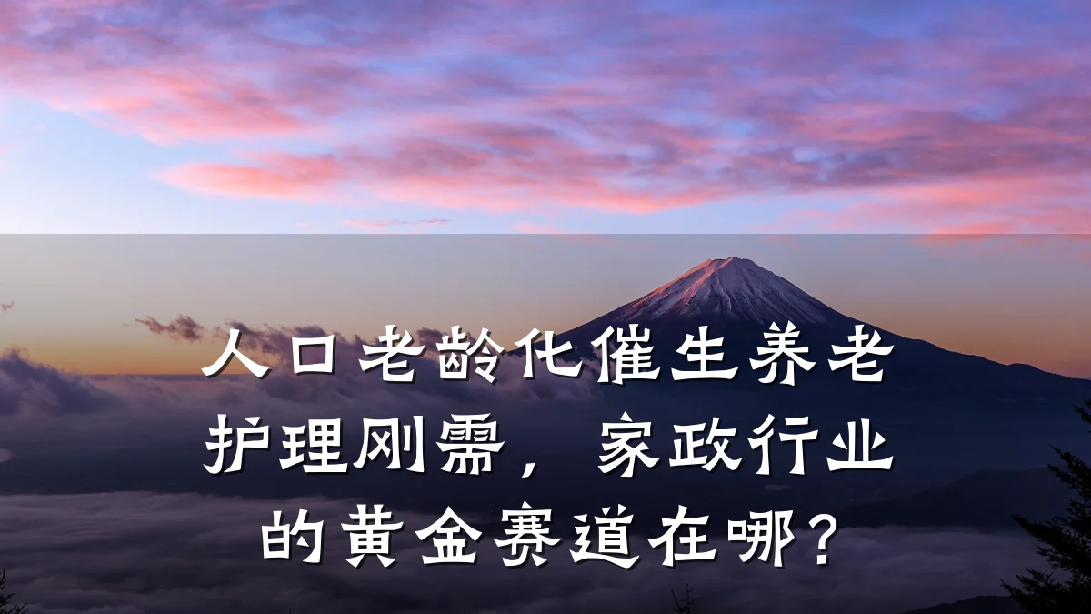 人口老龄化催生养老护理刚需，家政行业的黄金赛道在哪？