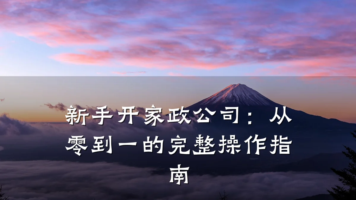 新手开家政公司：从零到一的完整操作指南