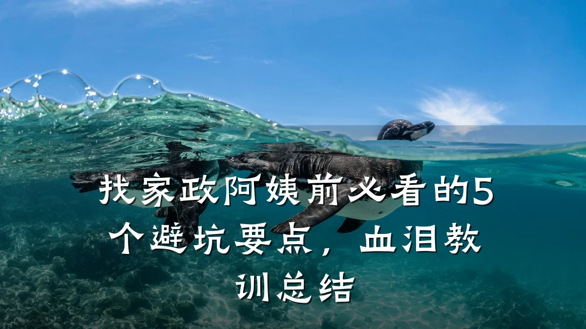 找家政阿姨前必看的5个避坑要点，血泪教训总结