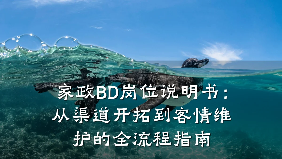家政BD岗位说明书:从渠道开拓到客情维护的全流程指南