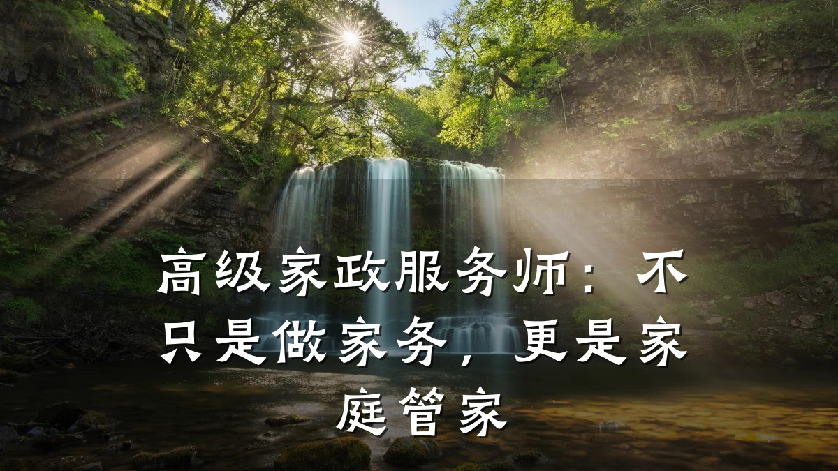 高级家政服务师：不只是做家务，更是家庭管家