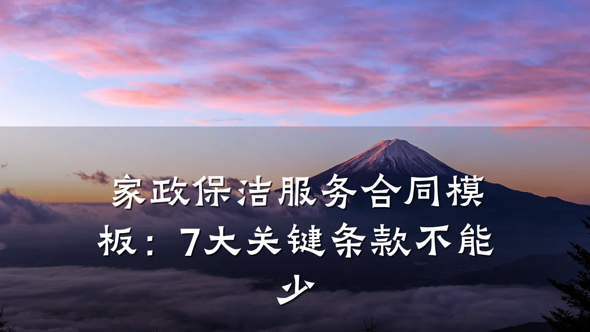 家政保洁服务合同模板:7大关键条款不能少