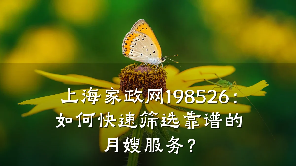 上海家政网198526:如何快速筛选靠谱的月嫂服务?
