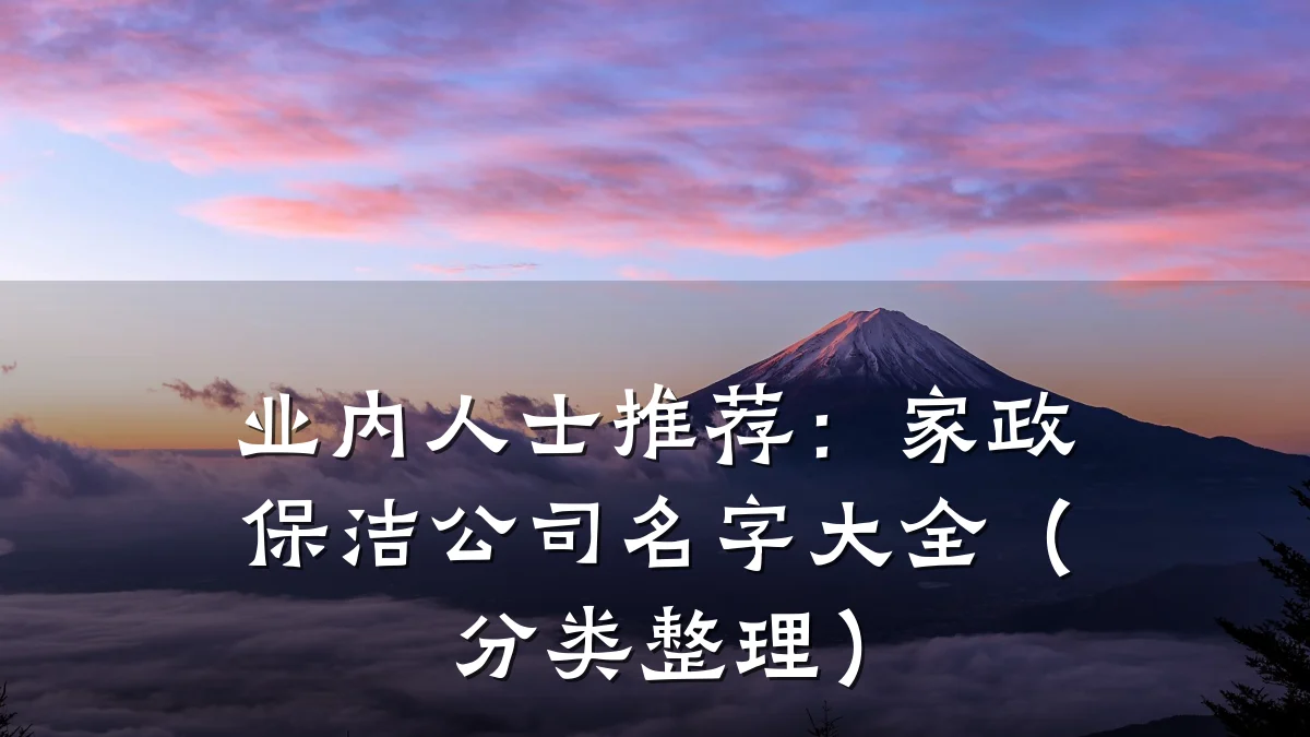 业内人士推荐：家政保洁公司名字大全（分类整理）